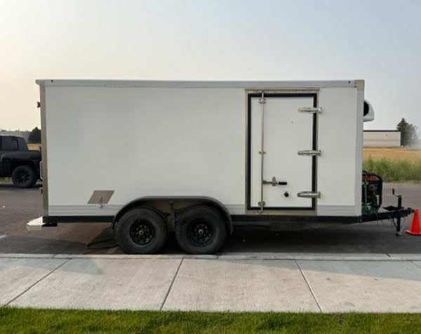 Spacious interior of refrigeration trailer